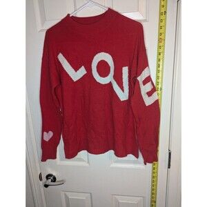 Love Cashmere Seater Crewneck Pullover Calypso Red Womens Size Small